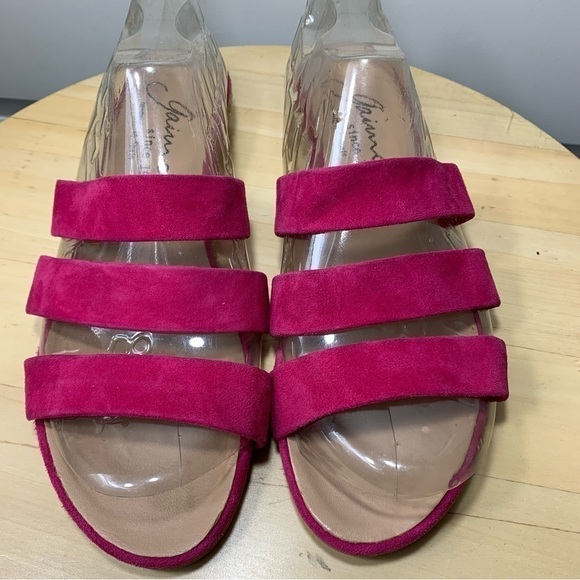 Gaimo Spain Suede Strappy Sandals Pink Low Wedge Slide On Shoes Sz 40/9 US - Picture 13 of 13